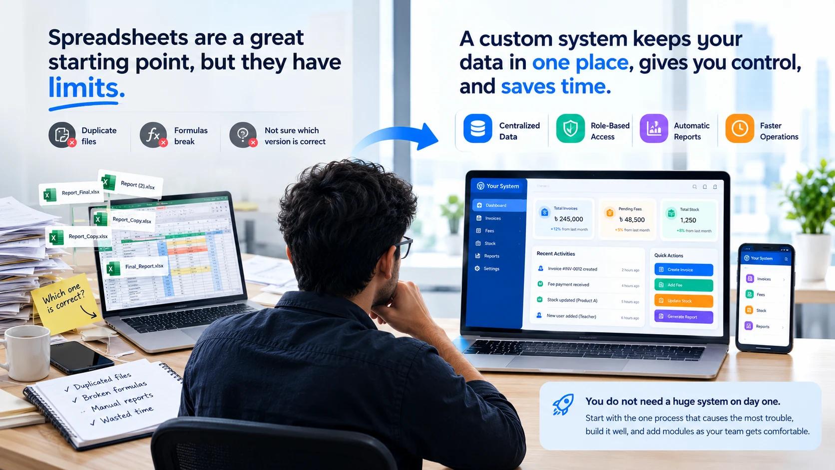 Why custom software beats spreadsheets as your company grows